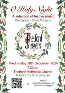 Thetford Singers Show Poster. Logo with Christmas Wreath Surrounding