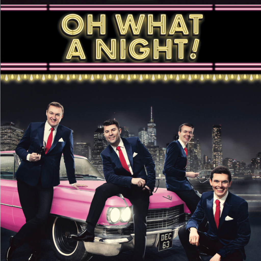 4 men sat on a pink car, (Frankie valli and the 4 seasons tribute)