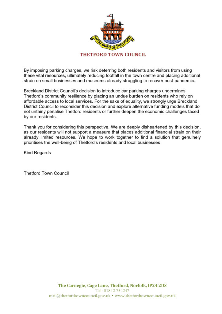 Response To Breckland Council Car Parking Charge Consultation From Thetfford Town Council 2